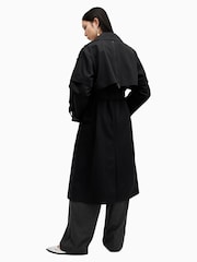 AllSaints Black 100% Cotton Clyde Trench Coat - Image 6 of 7