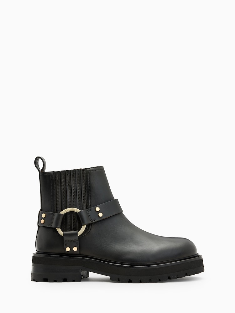 AllSaints Black Maddie Biker Boots - Image 1 of 6