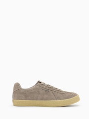 AllSaints Grey Jaimee Suede Trainers - Image 1 of 6