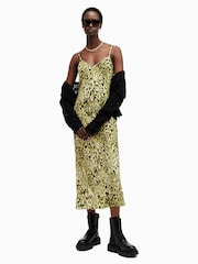 AllSaints Green Leopard Print Bryony Dress - Image 4 of 6