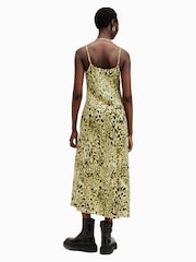 AllSaints Green Leopard Print Bryony Dress - Image 5 of 6