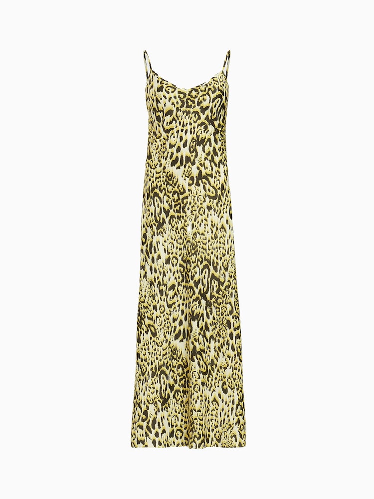 AllSaints Green Leopard Print Bryony Dress - Image 6 of 6