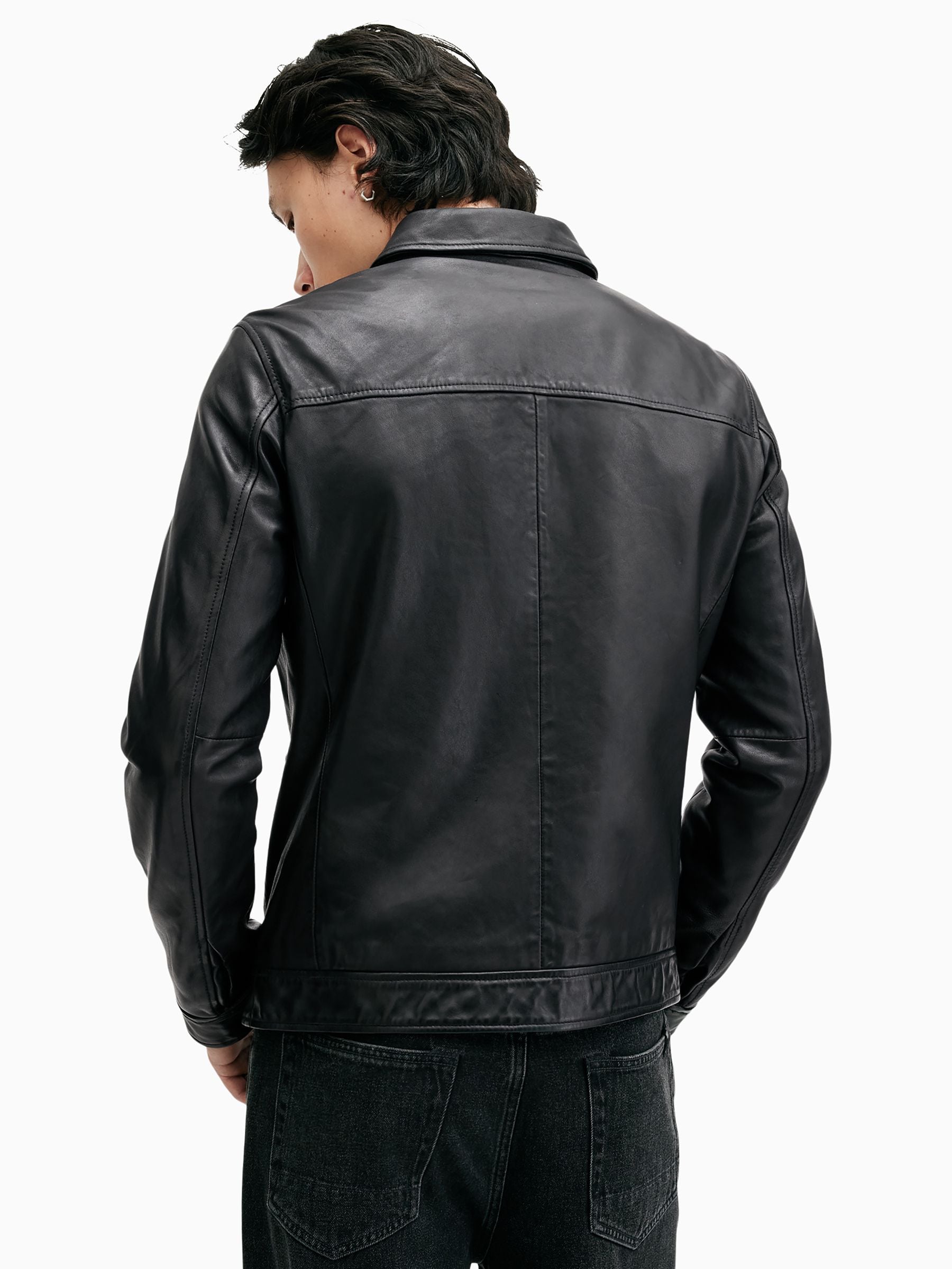 ALL SAINTS◇羊革 レザーブルゾン 黒L ML048T