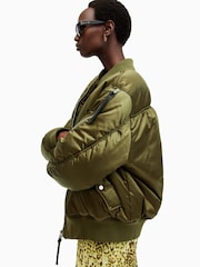 AllSaints Green Roomer Bomber Jacket - Image 2 of 10