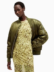 AllSaints Green Roomer Bomber Jacket - Image 8 of 10