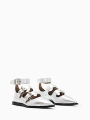 AllSaints Silver Susan Buckle Shoes - Image 2 of 7