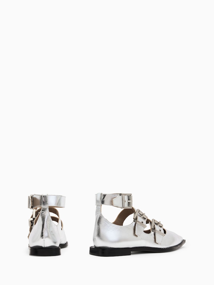 AllSaints Silver Susan Buckle Shoes - Image 3 of 7