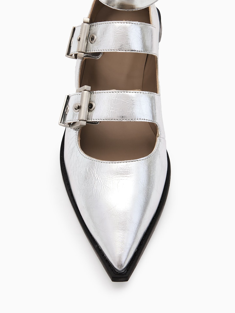 AllSaints Silver Susan Buckle Shoes - Image 4 of 7