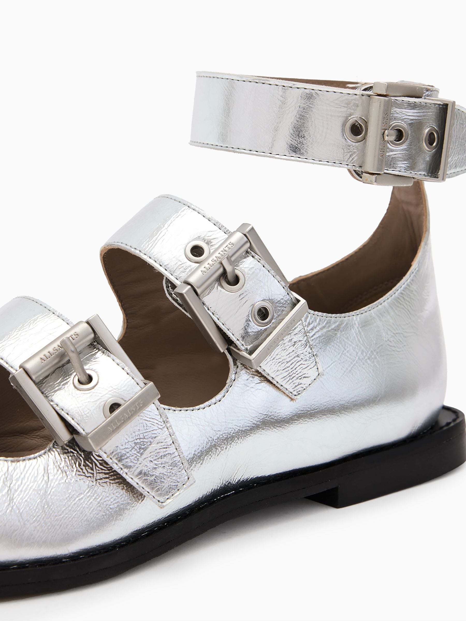 (取寄) オールセインツ レディース スーザン バックル シューズ AllSaints women Susan Buckle Shoe Silver Buy AllSaints Silver Susan Buckle Shoes from Next USA