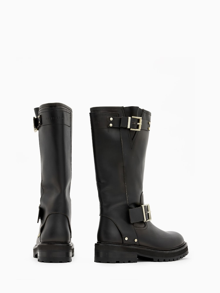 AllSaints Black Tay Biker Boots - Image 3 of 6