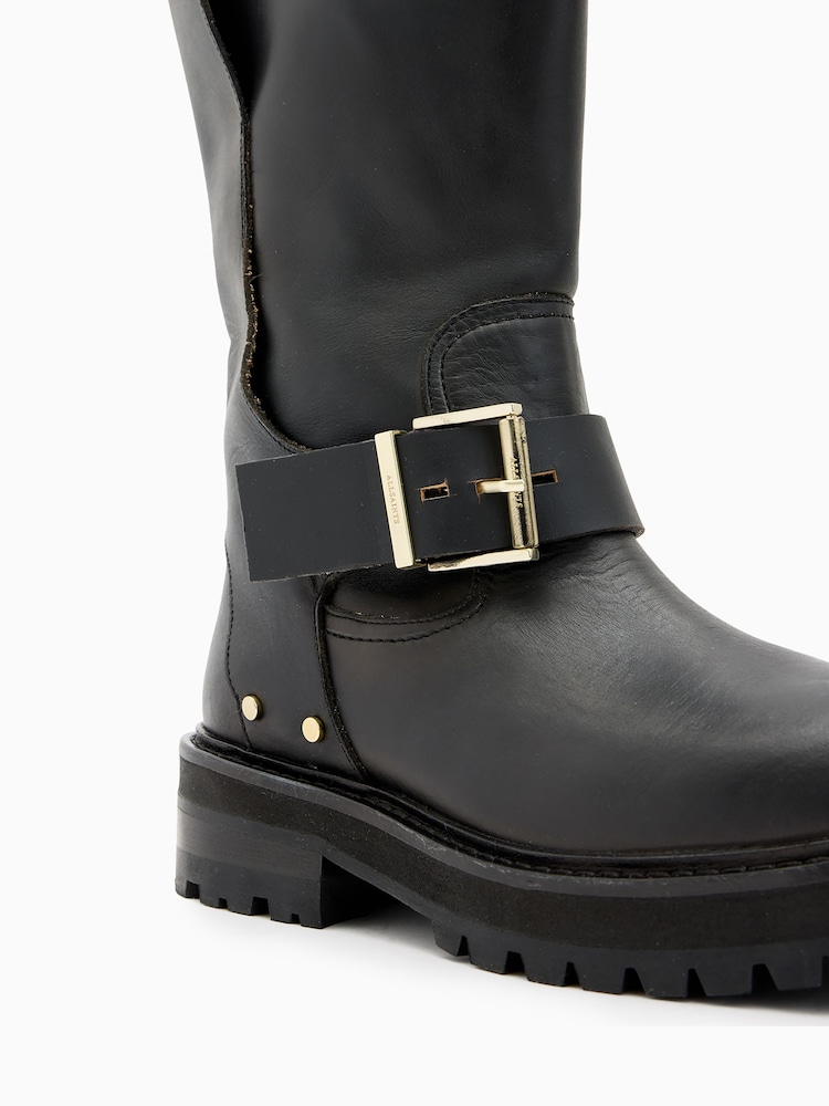 AllSaints Black Tay Biker Boots - Image 5 of 6
