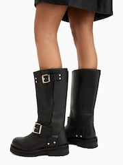 AllSaints Black Tay Biker Boots - Image 6 of 6