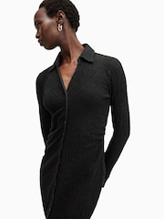 AllSaints Black Connie Midi Dress - Image 3 of 6