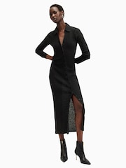 AllSaints Black Connie Midi Dress - Image 4 of 6