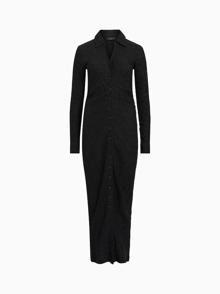 AllSaints Black Connie Midi Dress - Image 6 of 6 AllSaints Black Connie Midi Dress - Image 6 of 6