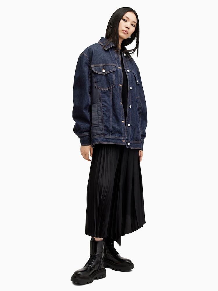 AllSaints Blue 100% Cotton Dillan Bomber Jacket - Image 1 of 8