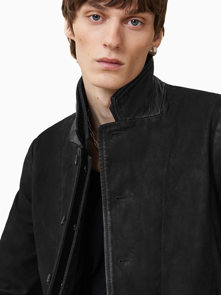 Buy AllSaints Black Survey Leather Blazer from Next USA 