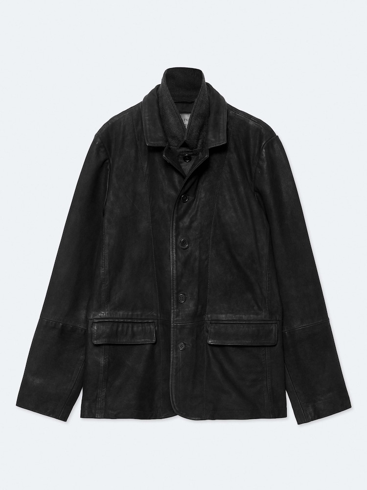AllSaints Black Survey Grey Double Layered Suede Blazer - Image 8 of 8 AllSaints Black Survey Grey Double Layered Suede Blazer - Image 8 of 8