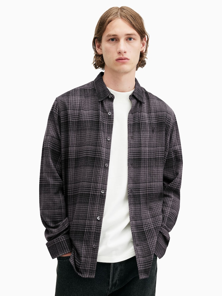 AllSaints Grey Sonik Longsleeve Shirt - Image 1 of 6