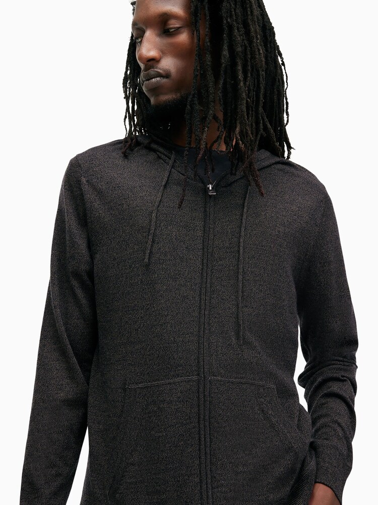 AllSaints Black Mode Merino Zip Hoodie - Image 2 of 6
