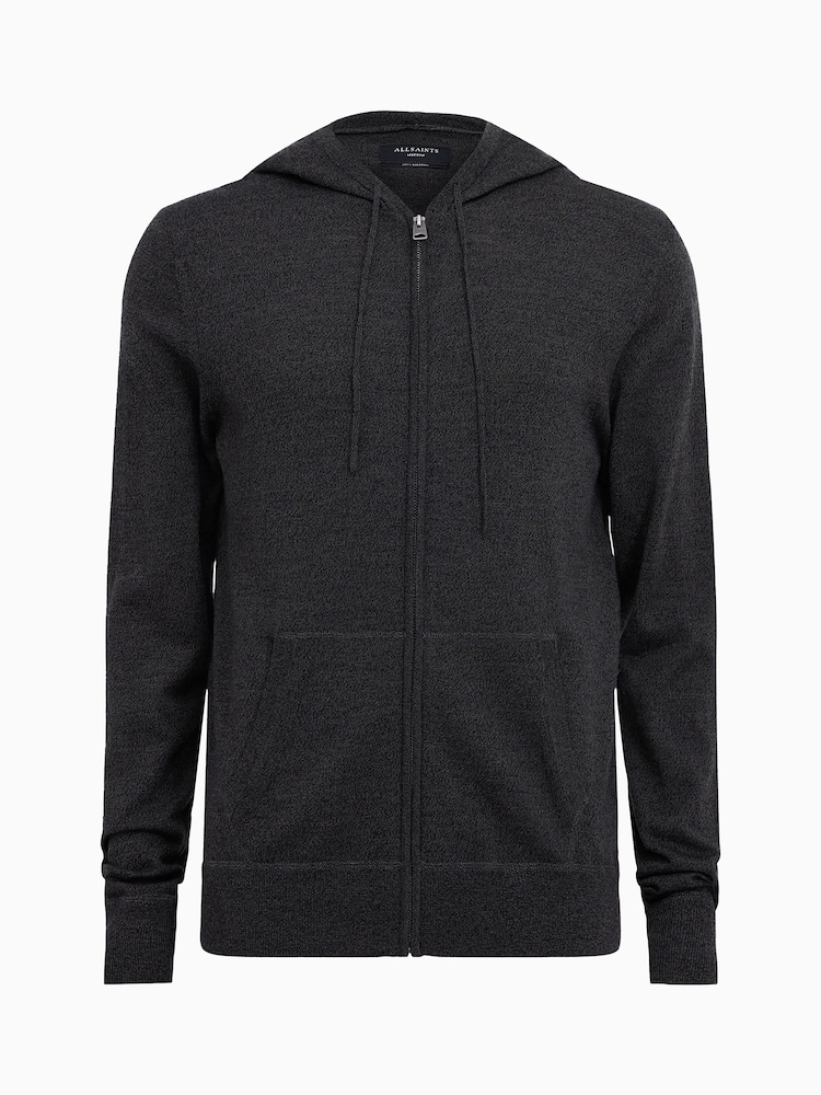 AllSaints Black Mode Merino Zip Hoodie - Image 6 of 6