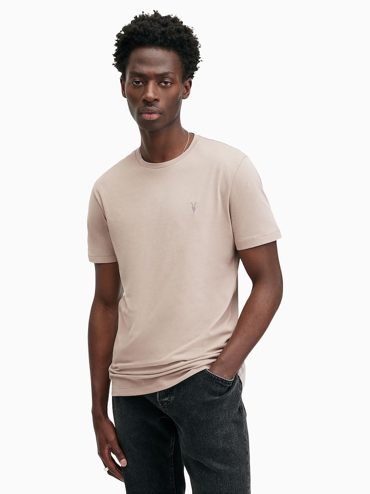 AllSaints Brown Brace Short Sleeve Crew T-Shirt - Image 1 of 5
