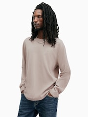 AllSaints Brown Rowe Longsleeve Crew T-Shirt - Image 4 of 6