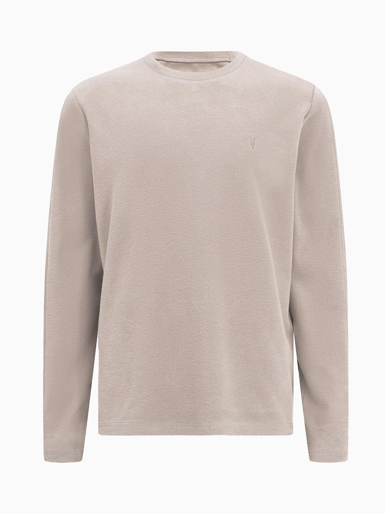 AllSaints Brown Rowe Longsleeve Crew T-Shirt - Image 6 of 6