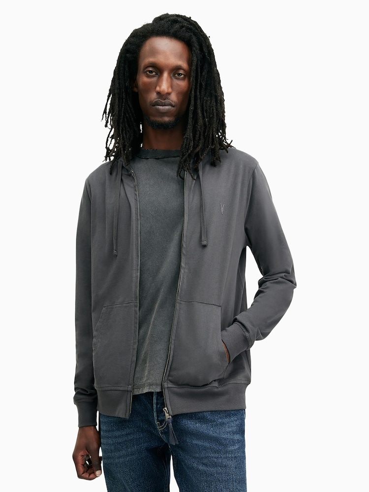 Allsaints Grey 100% Cotton Brace Hoodie - Image 1 of 6