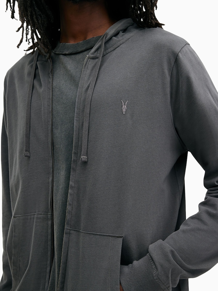 Allsaints Grey 100% Cotton Brace Hoodie - Image 2 of 6