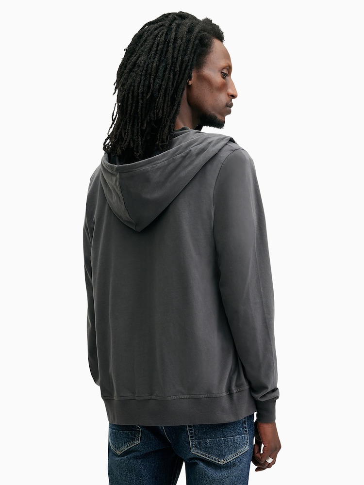 Allsaints Grey 100% Cotton Brace Hoodie - Image 5 of 6
