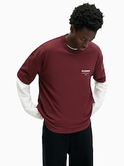 AllSaints Red 100% Cotton Underground Shortsleeve Crew T-Shirt - Image 2 of 7