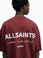 AllSaints Red 100% Cotton Underground Shortsleeve Crew T-Shirt - Image 3 of 7