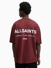 AllSaints Red 100% Cotton Underground Shortsleeve Crew T-Shirt - Image 6 of 7