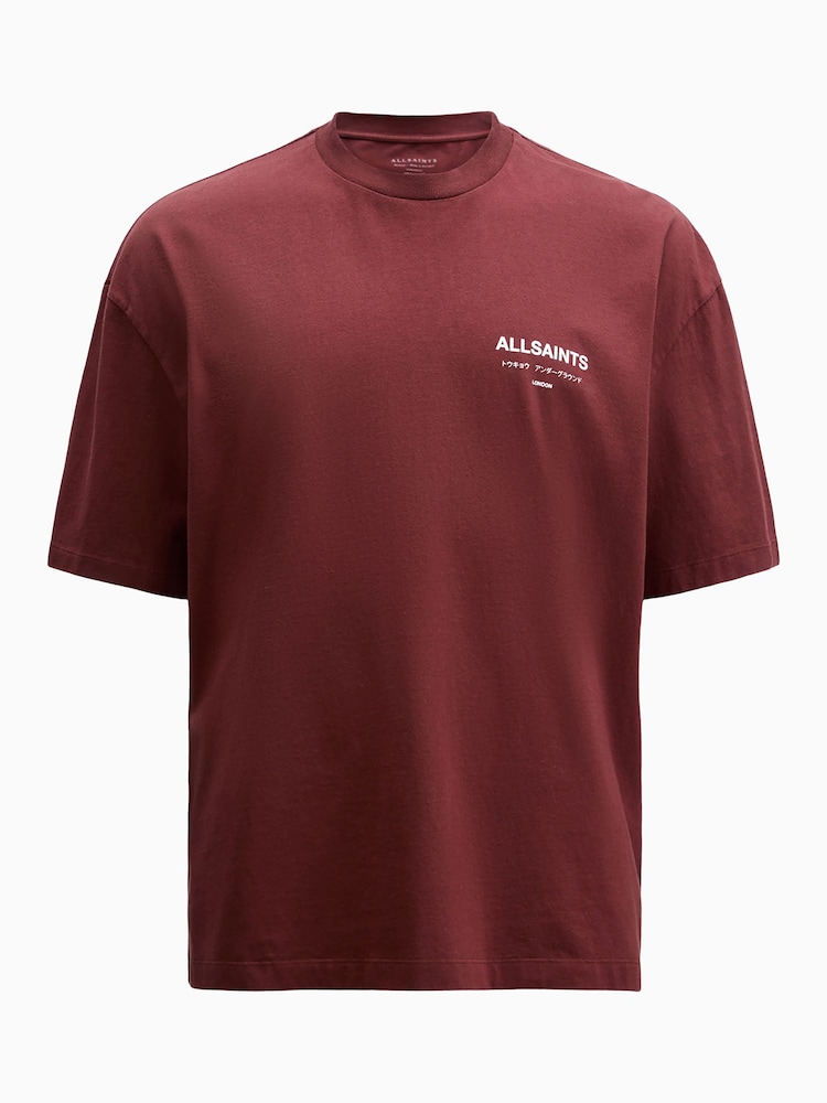 AllSaints Red 100% Cotton Underground Shortsleeve Crew T-Shirt - Image 7 of 7