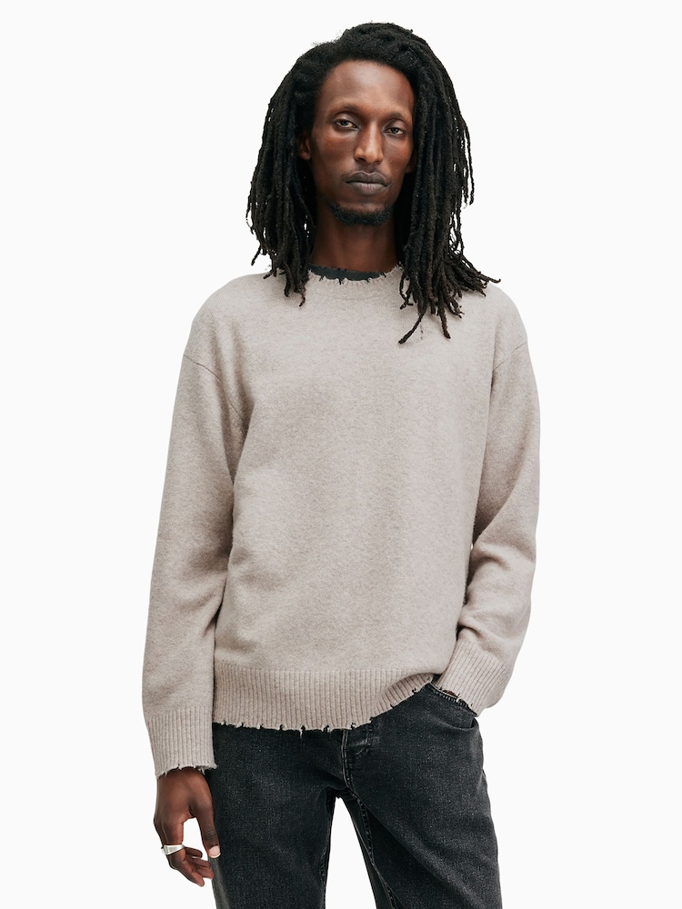 AllSaints Grey Luka Crew Jumper - Image 1 of 7