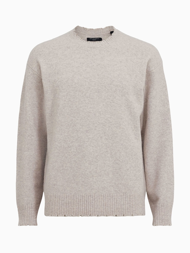 AllSaints Grey Luka Crew Jumper - Image 7 of 7