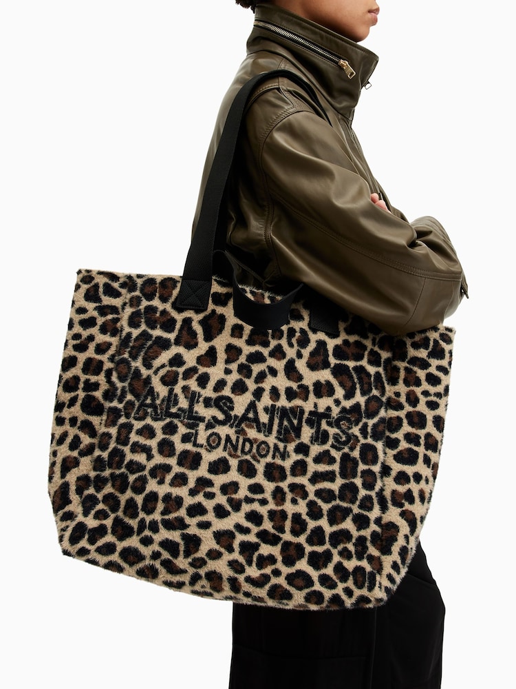 AllSaints Brown Izzy Fuzzy Tote - Image 6 of 6