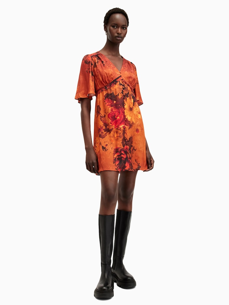 AllSaints Orange Tian Dress - Image 1 of 7