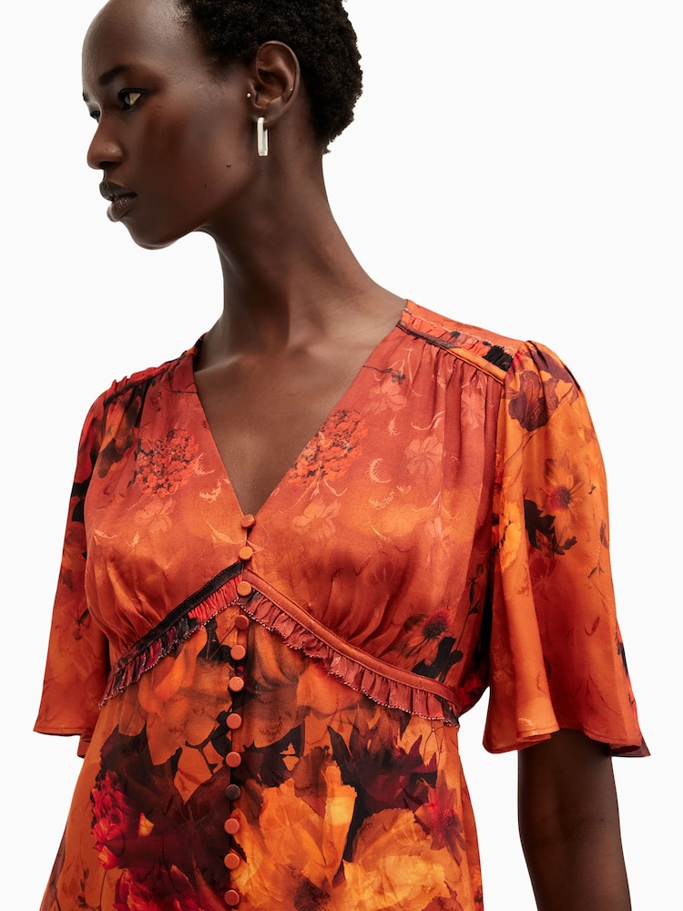 AllSaints Orange Tian Dress - Image 2 of 7