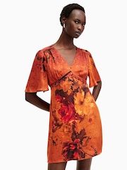 AllSaints Orange Tian Dress - Image 3 of 7