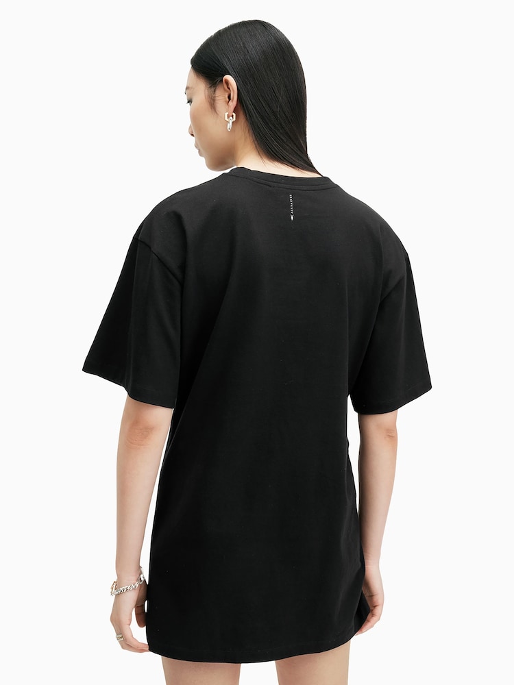AllSaints Black Naenia Dress - Image 8 of 9