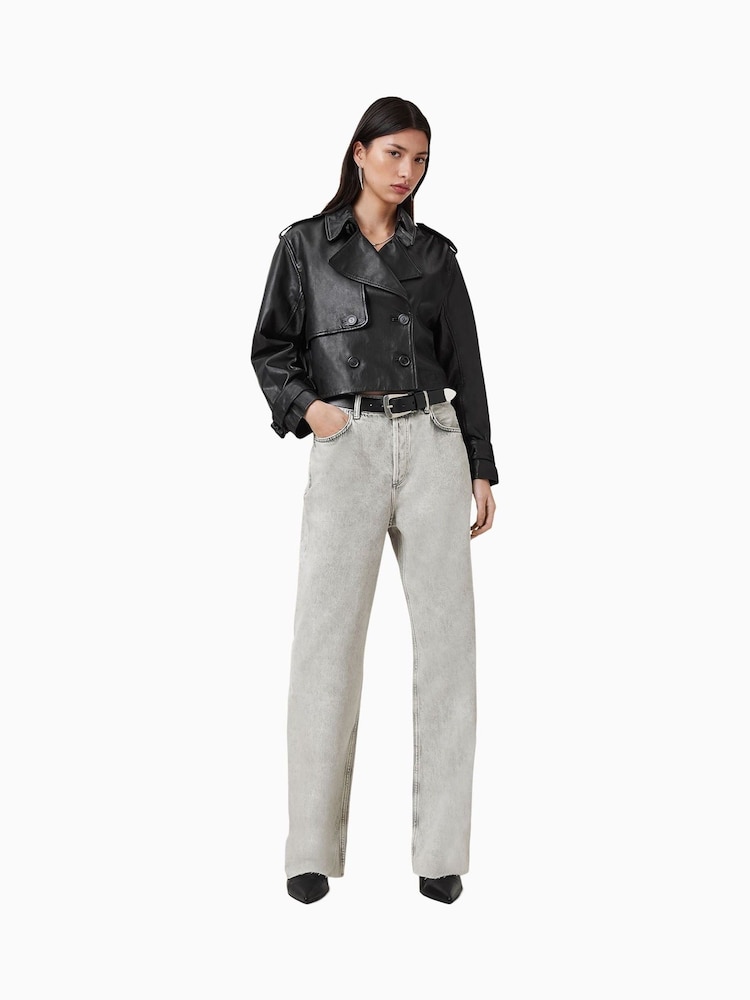 AllSaints Black Hendry Crop Trench Jacket - Image 5 of 9
