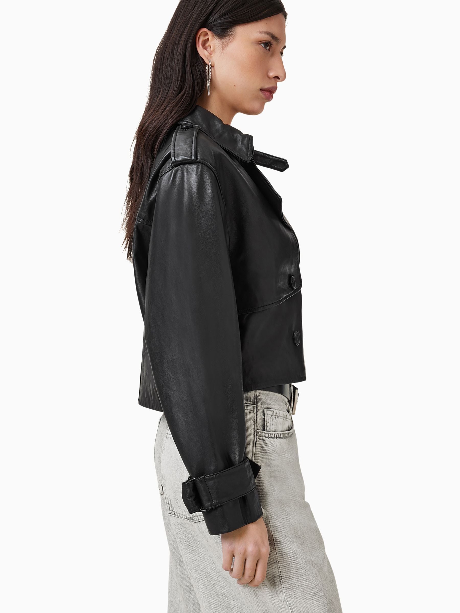 Buy AllSaints Black Hendry Crop Trench Jacket from Next USA