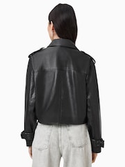 AllSaints Black Hendry Crop Trench Jacket - Image 8 of 9