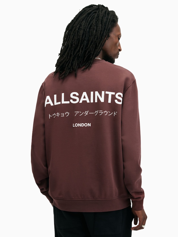 AllSaints Red Underground Crew Jumper - Image 2 of 6
