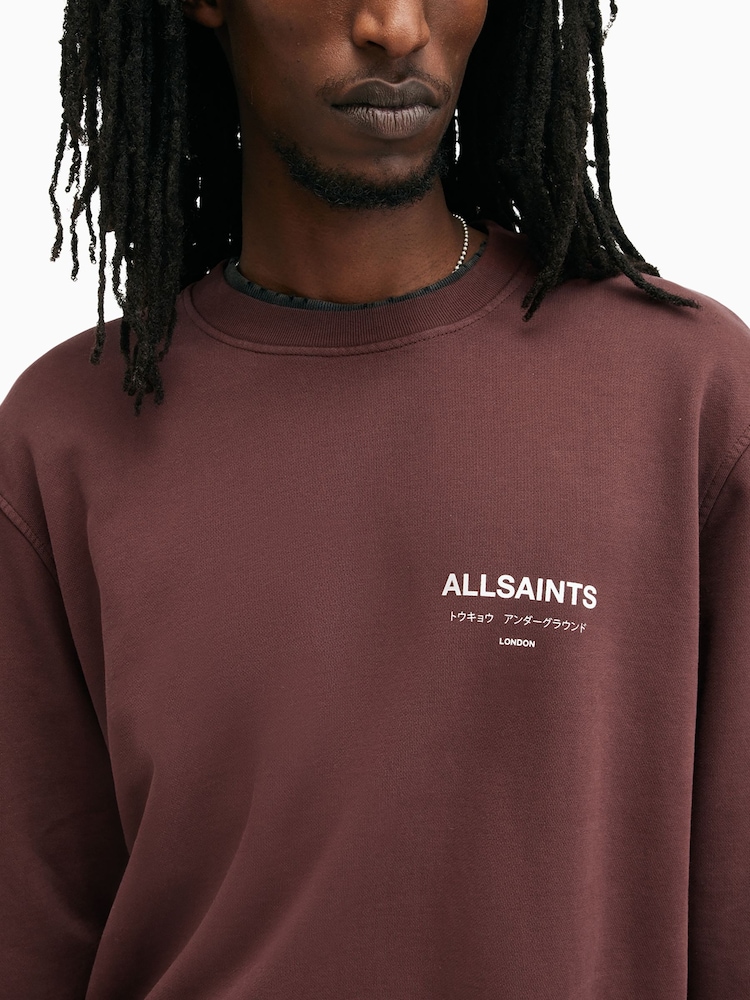 AllSaints Red Underground Crew Jumper - Image 3 of 6