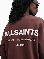 AllSaints Red Underground Crew Jumper - Image 5 of 6