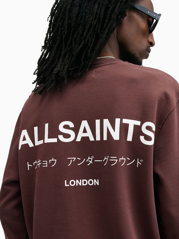 AllSaints Red Underground Crew Jumper - Image 5 of 6