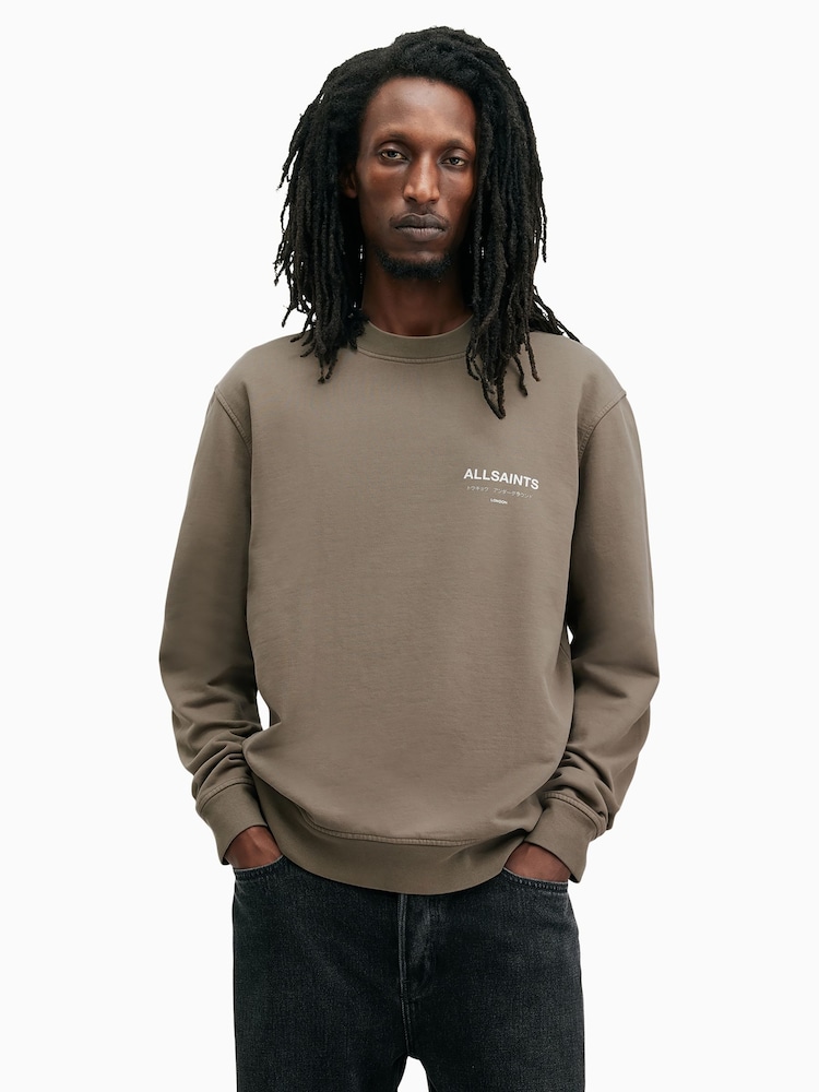 AllSaints Brown Underground Crew Jumper - Image 1 of 6
